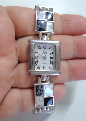  Estampada en plata de ley, firmada por Aria, vintage, piedras naturales, con incrustaciones, para mujer”  Foto 1 de 4