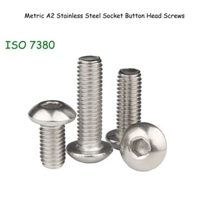 M10 (10mmø) Button Head Screws Allen Key Socket Domed Bolts A2 Stainless Steel - Imagen 1 de 9