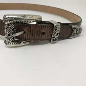BRIGHTON Damen mittelbrauner Ledergürtel Stil 38909 Korbgeflecht silberne Schnalle - Bild 1 von 6