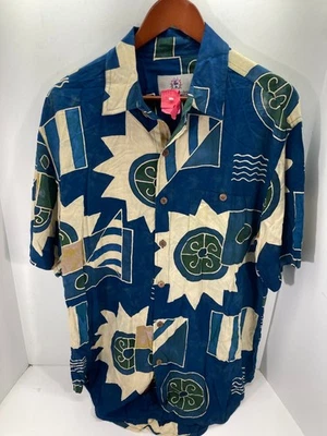 The Territory Ahead Cabana Shirt Mens L Multicolor Aztec Southwest Tribal Rayon - Image 1 of 4