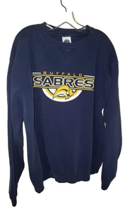 Vintage Y2K NHL Buffalo Sabres Slug Logo Crewneck Men L Blue - Picture 1 of 4