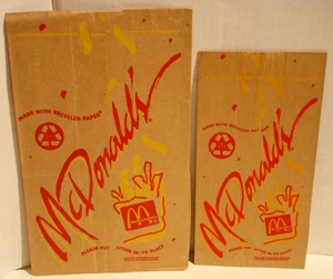 McDonalds braune Papiertüten 11' einfache Tüte und 10" NASCAR 1995 Tüte Menge 2 - Bild 1 von 3