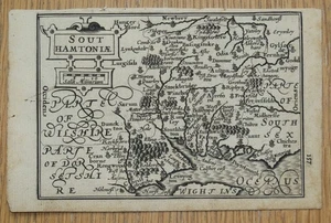 Antique Map HAMPSHIRE, Southamtoniae Van Den Keere, Blaeu, Miniature Speed 1617 - Picture 1 of 1