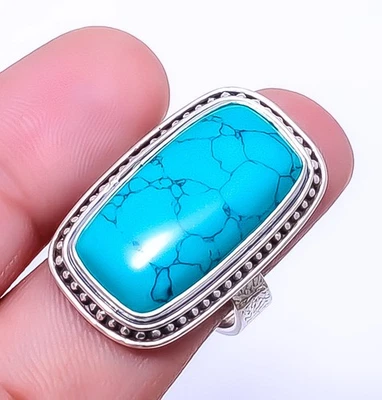 Copper Blue Turquoise 925 Sterling Silver Ring S.8 R2417730, Christmas Gift - Image 1 of 4