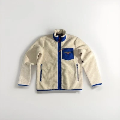 Chaqueta Polo Sport Ralph Lauren Para Hombre Blanco Crema/Azul Borde Polar Cremallera Completa Foto 1 de 4