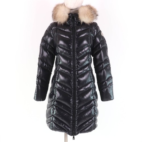 Piumino Moncler Fulmar Pharma pelliccia di volpe logo patch con cappuccio nero 0 donna