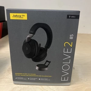 Jabra EVOLVE2 85 Wireless Headset USB A Link380a UC Stereo Stand 28599-989-989 - Picture 1 of 5