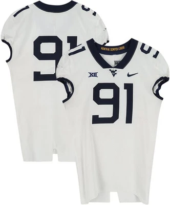 West Virginia Mountaineers TI #91 White Jersey from Football Program - Size 44+4 - Image 1 of 3