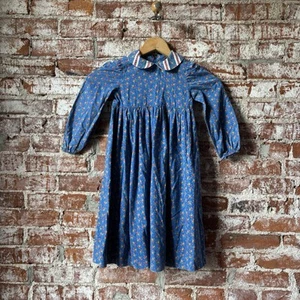 Girls Vintage Cottage Core Back Zip Up Dress With Collar 6+ - Picture 1 of 6