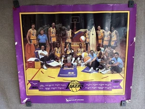 Vintage Los Angeles Lakers 1983-1984 Poster von Republic Airlines ~ Kareem ~ Magic ~ - Bild 1 von 11