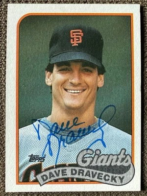 1989 Topps - Dave Dravecky #601 Auto Autograph San Francisco Giants MLB Blue Ink - Image 1 of 2