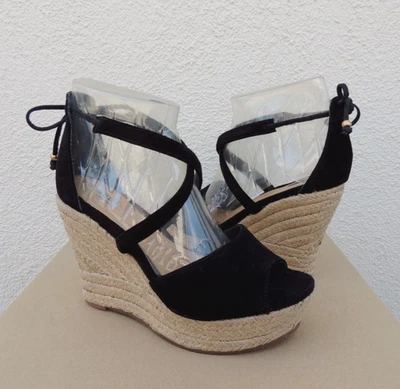 UGG REAGAN NEGRO GAMUZA TIRAS PLATAFORMA 4" TACONES CUÑA, MUJER US 10/ EUR 41 ~ NUEVO EN CAJA Foto 1 de 4