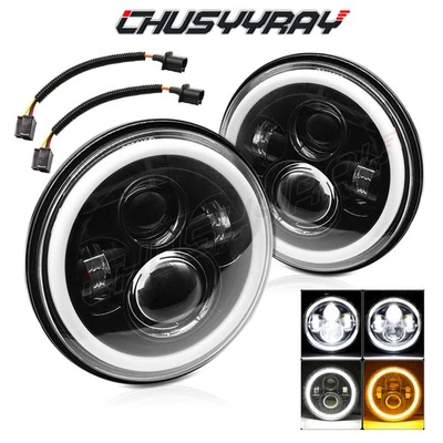 2 件适用于福特猎鹰轿车交付 1961 - 1965 7 英寸白色 LED 车头灯 — 第 1/4 张图片