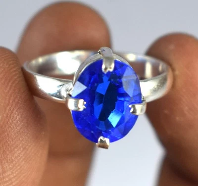 Anillo Natural 7.10 Ct Ovalado Azul Tanzanita Piedras Preciosas Certificado Para Hombre Nueva Colección Foto 1 de 4