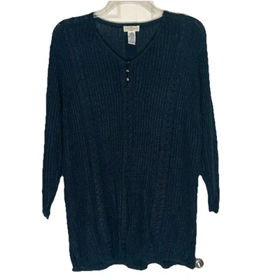 Vintage Yarnworks Silk Blend Cable Knit Sweater Plus Size 20W Hunter Green - Image 1 of 4