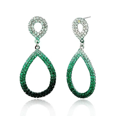 Pendientes colgantes lágrima estrás verde - únicos plata esterlina circonita cúbica circonita cúbica Foto 1 de 4