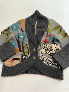 Cárdigan Suéter Leifsdottir Anthropologie Mono Selva Bordado Talla Mediana - Imagen 1 de 13