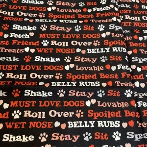 Doggy Love Words Cotton Fat Quarter 18”x21” New - Picture 1 of 2