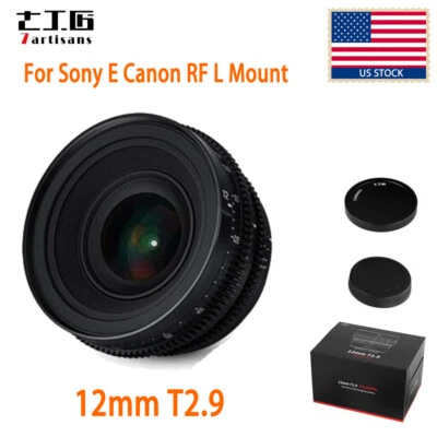 US 7Artisans 12mm T2.9 APS-C Cinema Lens For Sony E Canon RF Sigma Leica L Mount - Image 1 of 4