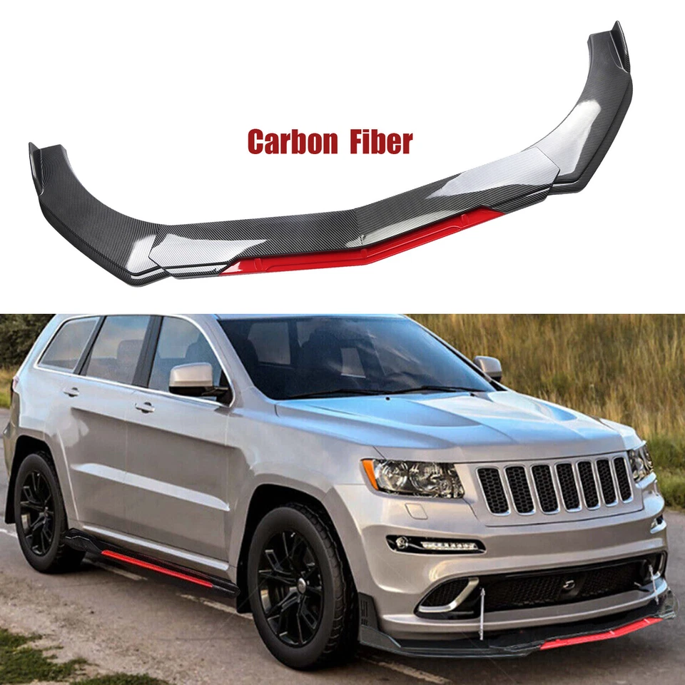 Front Bumper Lip Splitter Spoiler Body Kit Carbon Fiber For Jeep Grand Cherokee Foto 1 de 4