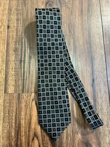 Donald J Trump Signature Collection Black Gray Geometric 100% Silk Neck Tie - Picture 1 of 5