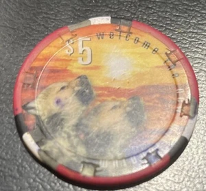 MOHEGAN SUN CASINO $5 chip poker da gioco - Uncasville Connecticut millennium raro - Foto 1 di 6