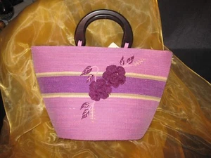 Fairtrade umweltfreundlich produzierte Einkaufstasche / Shopper mit Holzgriffen NEU - Bild 1 von 2