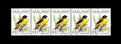 5X 1988 MALAVI, STARRED ROBIN, SG 804A, TIRA DE 5, FU Foto 1 de 2