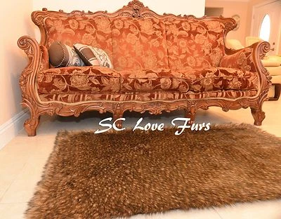 3' x 5'  Plush Mountain Coyote Faux Fur Area Rug Decor   - Image 1 of 3