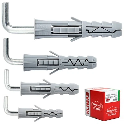 Schraubhaken gerade Winkelhaken mit Dübel Universaldübel Hakendübel KLIMAS PX