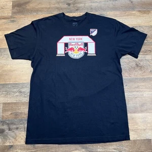 MLS New York Red Bull’s Men's Medium Blue T Shirt Scarf Logo Preowned - Picture 1 of 15