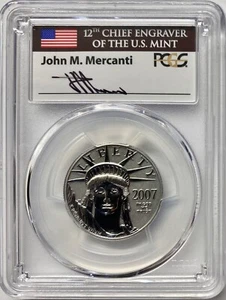 2007-W $50 Half-Ounce Platinum American Eagle Reverse Proof PCGS PR70 Mercanti - Picture 1 of 4