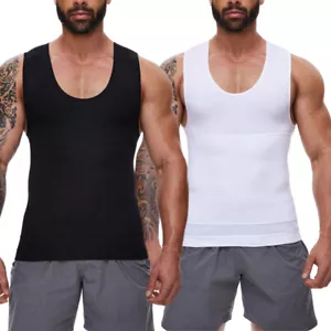 Slimming Men Compression Vest Shirt Belly Tummy Control Tank Tops Shaper T-Shirt - Picture 1 of 14