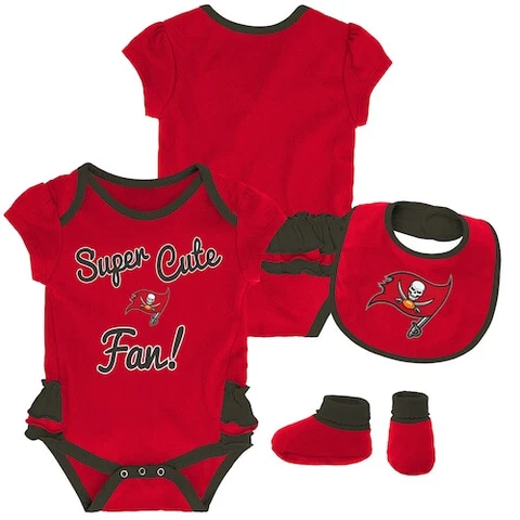 Tampa Bay Buccaneers NFL Baby Girl Mini Trifecta Bodysuit, Bib & Booties 18 Mo Cover
