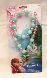 Frozen Prinzessin Elsa & Anna Herz Anhänger Perlen Halskette & Armband-brandneu! AR4S - Bild 1 von 3