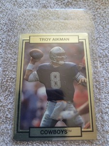 RARE 1990 ACTION PACKED 3-D EMBOSSED  GOLD FOIL FOOTBALL CARD #51 TROY AIKMAN 