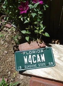 Placa de matrícula vintage de radioaficionados Florida 1958 # W4CAM - Imagen 1 de 3