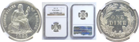 1885 Seated Liberty Dime NGC PR-66 CAM Cover