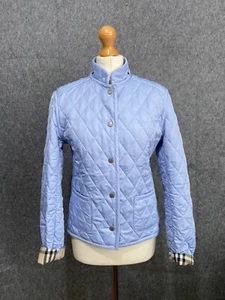 Burberry London Quilted Jacket Size 10 Vintage 90s Blue Coat Nova Check Diamond - Picture 1 of 21
