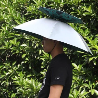 Fishing Umbrella Cap Hat for Hiking Camping Outdoor 2 Layer Foldable Sun Rain - Image 1 of 4