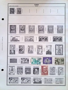 Used Turkey Postage Stamps on Harris Album Page 1915-1972 - Picture 1 of 2