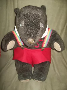 Salopette 15" Vintage 1984 Agnello Internazionale Marrone Old Fashion Orso in Lana CARINA - Foto 1 di 6