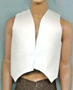 KEN DOLL COWBOY VEST - SNOW WHITE GENUINE LEATHER HANDMADE ORIGINAL CLOTHES   - Picture 1 of 2