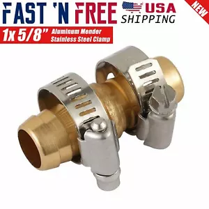 5/8" inch Garden Hose Repair Mender Coupler Connector with Stainless Clamp - Picture 1 of 2