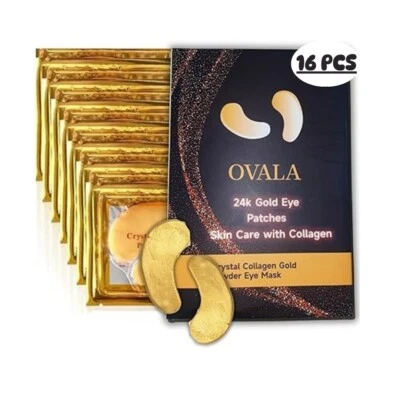 16Pcs 24K Gold Eye Patches for Puffiness,Dark Circles,Eye Bags & Wrinkles. - Image 1 of 4