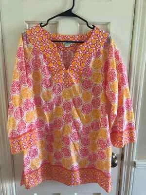 VINEYARD VINES Vintage Women's Pink Citrus Tunic Cover Up  (Size XL) Foto 1 de 4