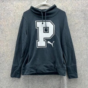 Puma Sweater Womens Large Black White Big P Logo Outdoors Sweatshirt Cowl Neck - Picture 1 of 12