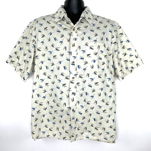 Redington Fly Fishing Shirt Men's Medium All Over Print Short Sleeve Button Down - Picture 1 of 13