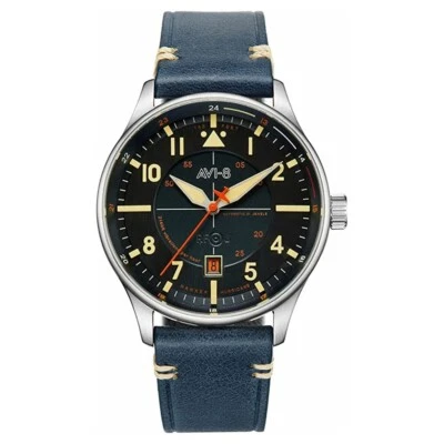AVI-8 Mens Black Dial Blue Leather Band Automatic Watch - AV-4094-02 - Image 1 of 3