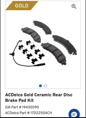 Juego Pastillas Freno Traseras Chevy Silverado 2500HD 2020-2025 Foto 1 de 3